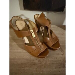 Michael Kors Women‎ Tan Leather Zipper Heels Sandals Size 6.5M